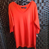 Tahari,Orange,1X,3/4 Sleeve Top