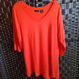 Tahari,Orange,1X,3/4 Sleeve Top