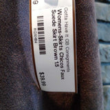 Chicos,Brown,1.5,Faux Suede Skirt