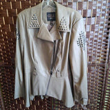 Gili,Tan,12,Studded Leather Jacket