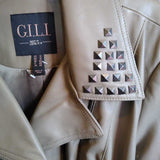 Gili,Tan,12,Studded Leather Jacket