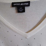 DKNY Jeans,Cream ,M,V Stone Sweater