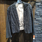 Loft,Bl/Tan,12,Embroidered Blazer