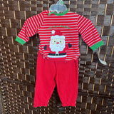 Little Me,Red,9M,Stripe Santa PJS