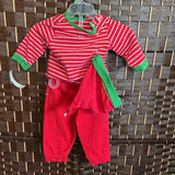 Little Me,Red,9M,Stripe Santa PJS
