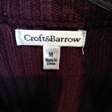 Croft & Barrow,Maroon,Medium,Sweater Jacket