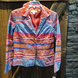 Coldwater Creek,Red Blu ,8,Pattern Blazer