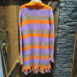Kroshetta,Orane/Purple/Green,M,Long Sweater