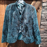 Teal/Black,XL,Button Down Jacket