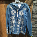 Susan Graver,Blue Jean Embroidery,L,Jacket