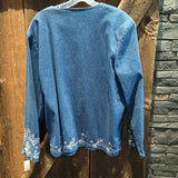 Susan Graver,Blue Jean Embroidery,L,Jacket