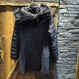 DKNY,Blk/Fur Trim,L,Coat w/Hood